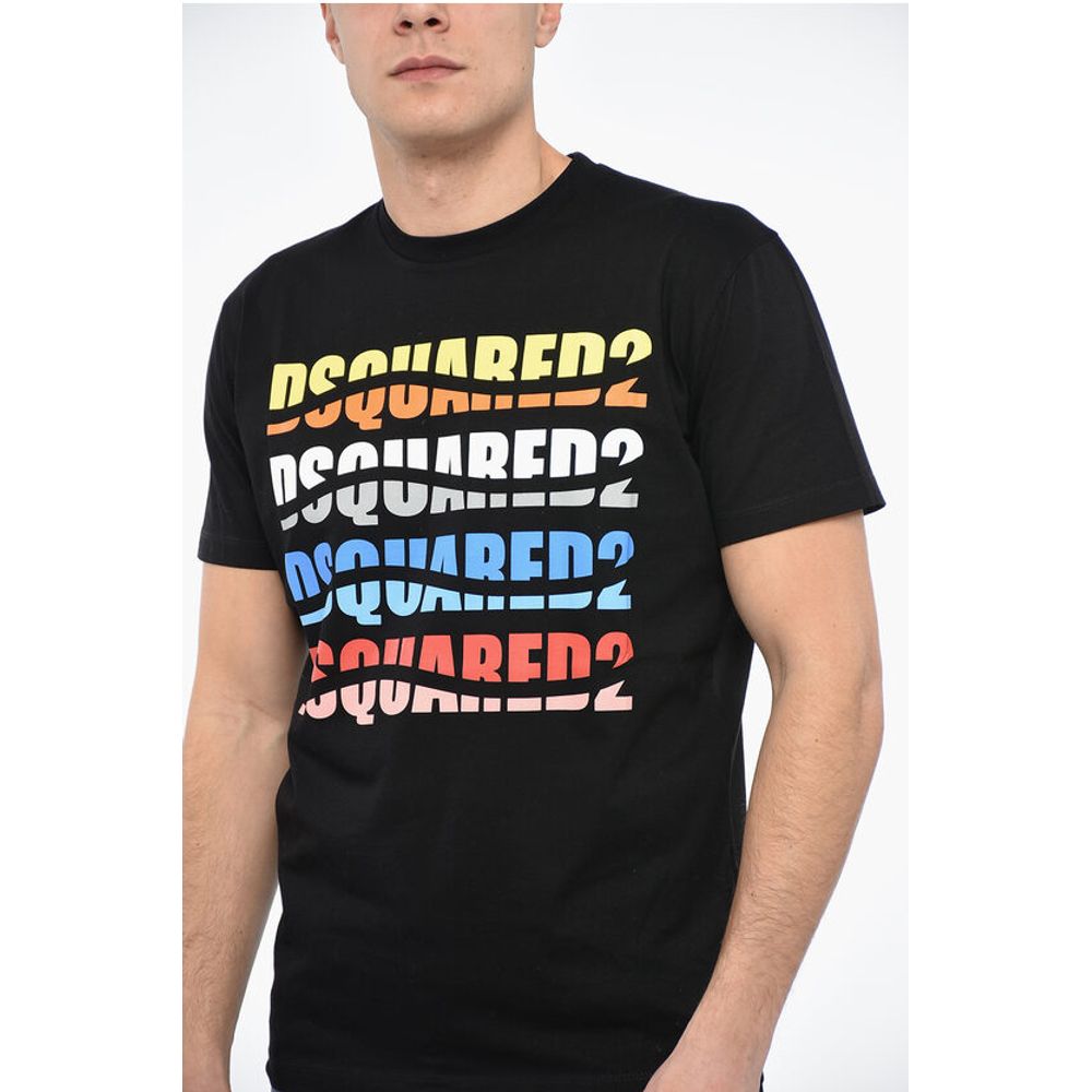 Dsquared² Crewneck COLOR WAVE T-Shirt with Multicolored Lettering