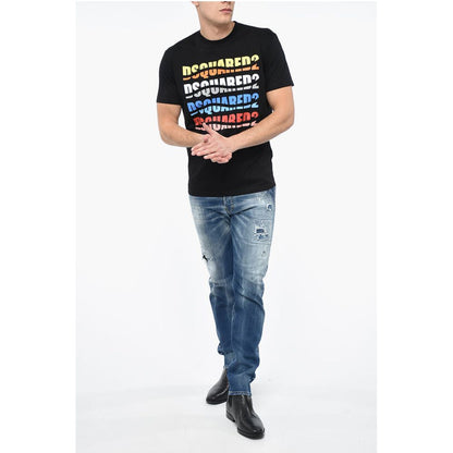 Dsquared² Crewneck COLOR WAVE T-Shirt with Multicolored Lettering