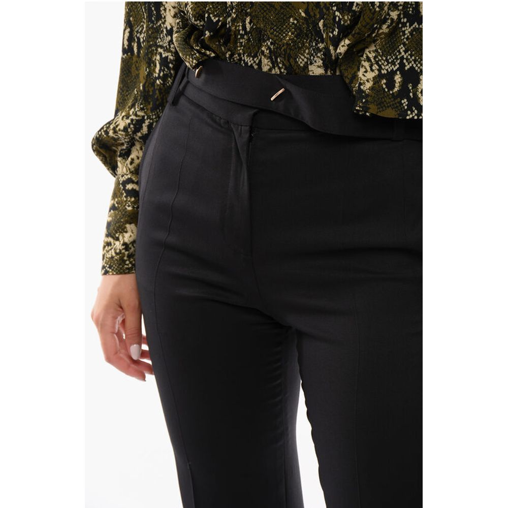 Eudon Choi Virgin Wool Pants with Ankle Slit and Belt