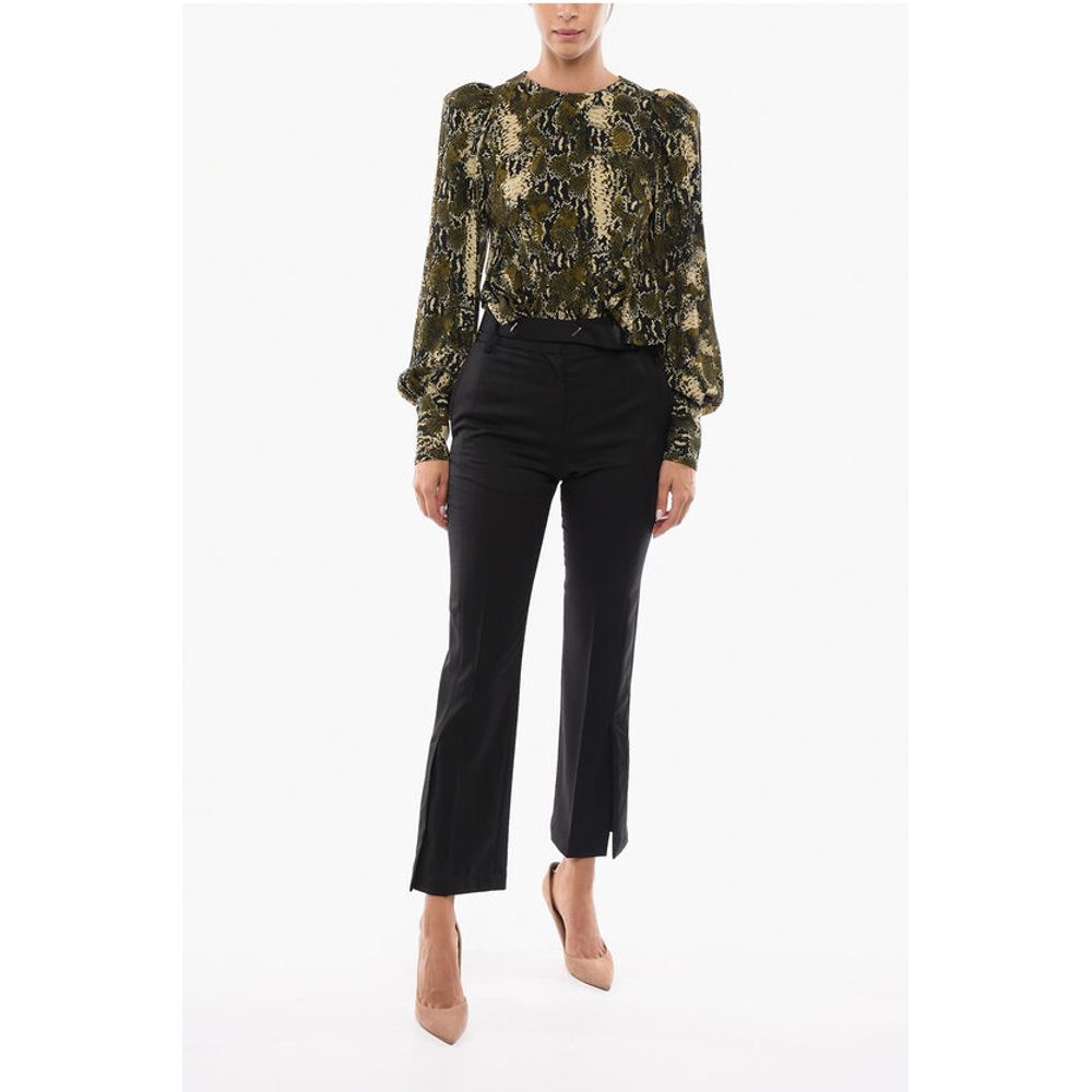 Eudon Choi Virgin Wool Pants with Ankle Slit and Belt