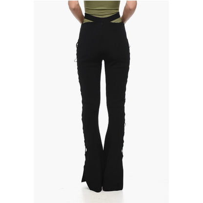 High-waisted Knit Flared Pants with Cut-out Details