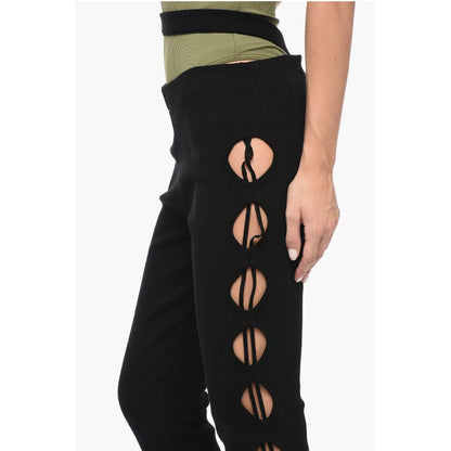 High-waisted Knit Flared Pants with Cut-out Details
