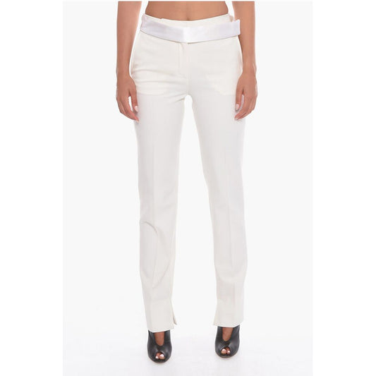 Stella McCartney Wool Blend Front-pleated Trousers with Satin Belt