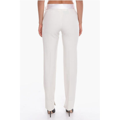 Stella McCartney Wool Blend Front-pleated Trousers with Satin Belt