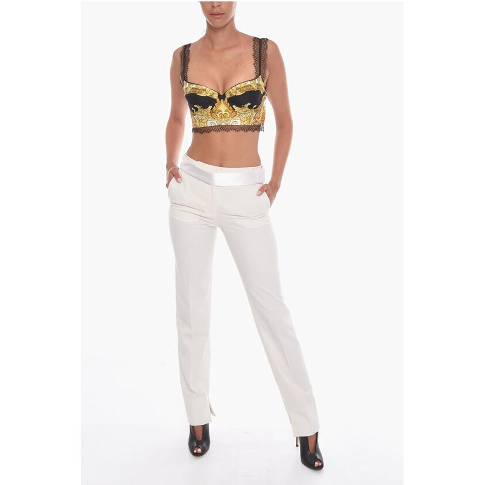 Stella McCartney Wool Blend Front-pleated Trousers with Satin Belt