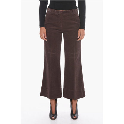 QL2 Corduroy Cropped Trousers with Flared Leg