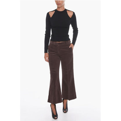 QL2 Corduroy Cropped Trousers with Flared Leg