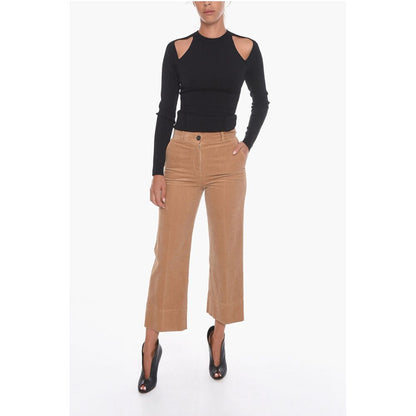 QL2 Corduroy Palazzo Trousers with Cropped Leg