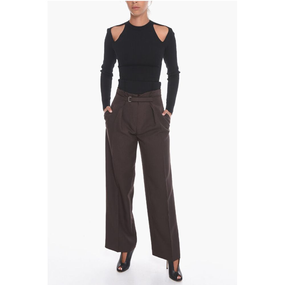 Super Blond Wide-leg Trousers with Velcro Fastening