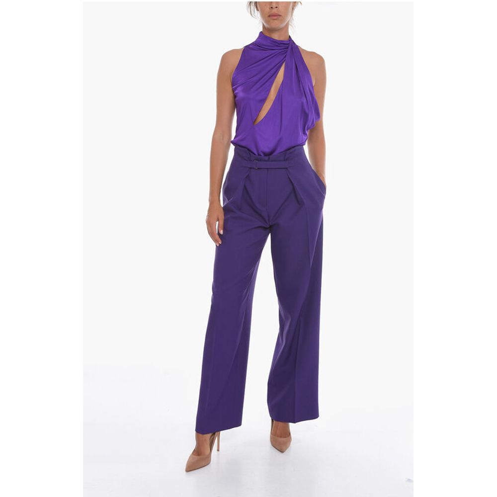 Super Blond Wide-leg Trousers with Velcro Fastening