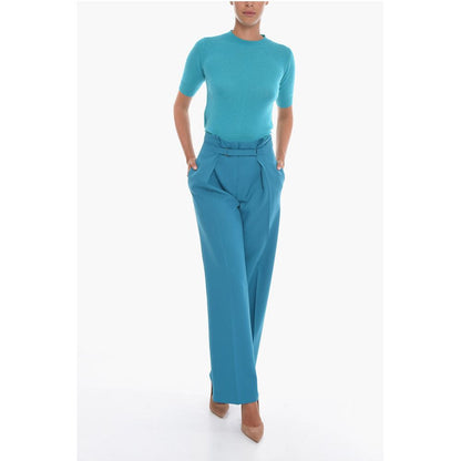 Super Blond Wide-leg Trousers with Velcro Fastening