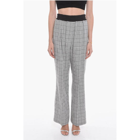 The Mannei Single-pleated District Check Pants with Elastic Waistband