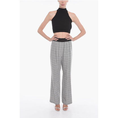 The Mannei Single-pleated District Check Pants with Elastic Waistband