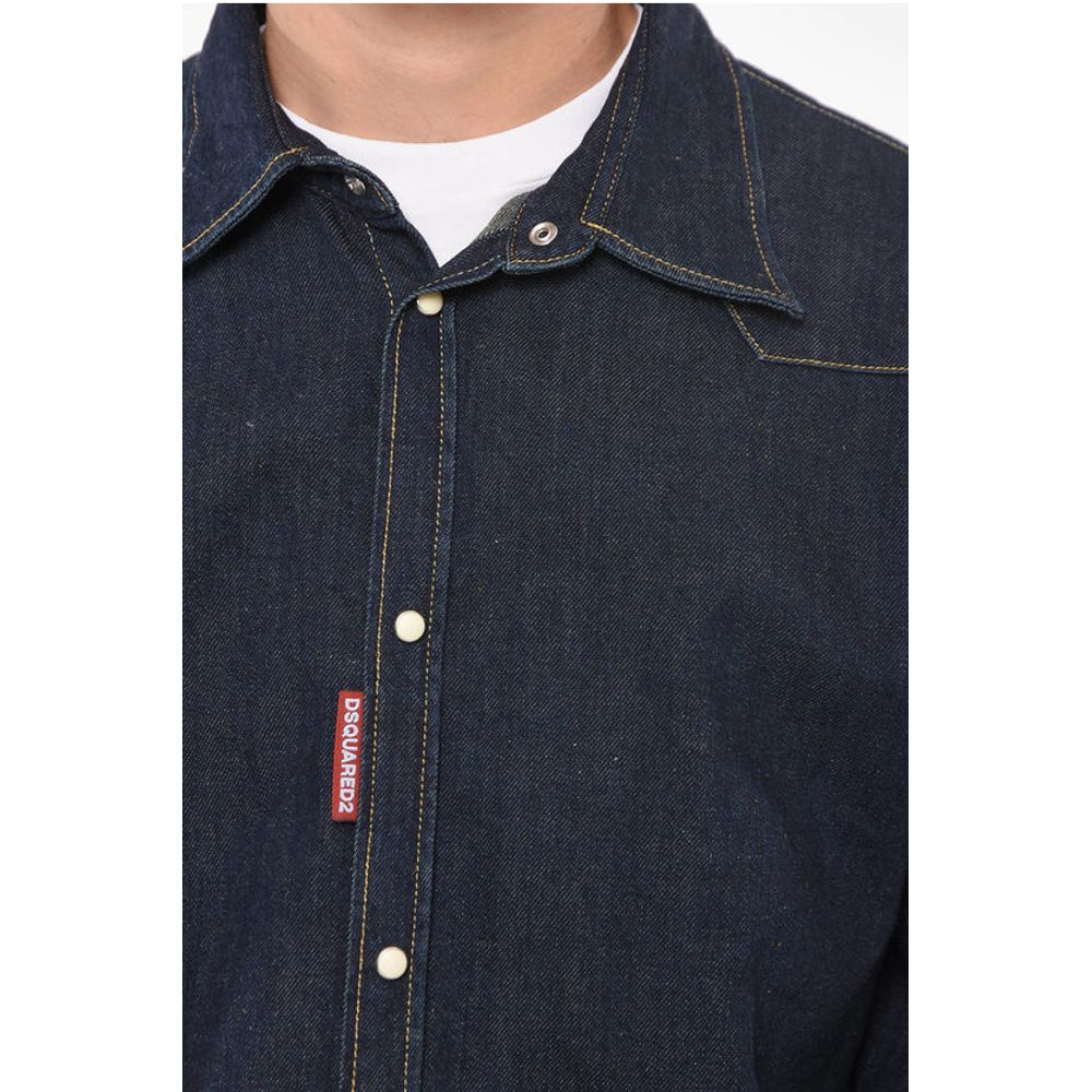 Dsquared² Hemp-blend Denim Western Shirt