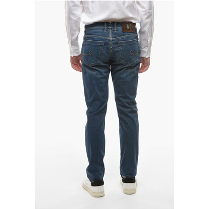 Corneliani ID LUXURY DENIM Dark-washed Jeans with Logo Patch