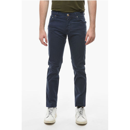 Corneliani ID LUXURY DENIM Embroidered Denim Trousers with Logo Patch 1