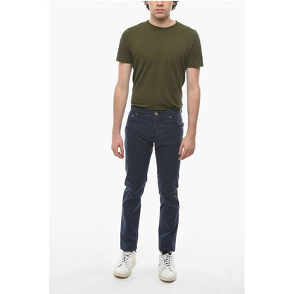 Corneliani ID LUXURY DENIM Embroidered Denim Trousers with Logo Patch 1