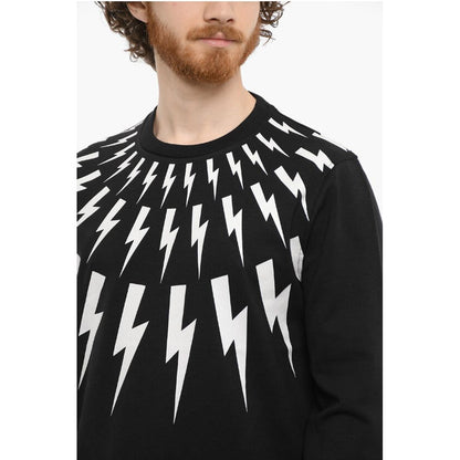 Neil Barrett Contrasting Printed FAIR-ISLE THUNDERBOLT Crew-Neck Sweatshi