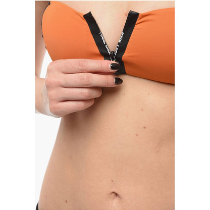 Karl Lagerfeld Two Tone SPORT Bandeau Bikini Top With Zip Closure