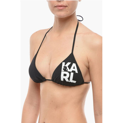 Karl Lagerfeld Logo Printed Triangle Bikini Top