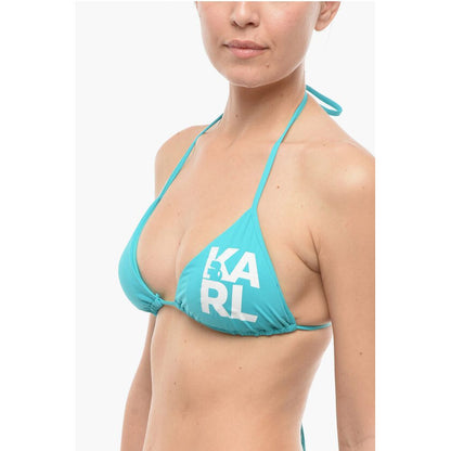 Karl Lagerfeld Logo Printed Triangle Bikini Top