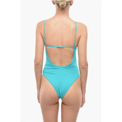 Karl Lagerfeld Solid Color One-Piece Swimsuit with Printed Logo