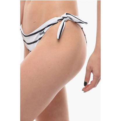 Karl Lagerfeld Awning Striped Bikini Bottom With Knotted Laces