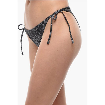 Karl Lagerfeld Two-Tone Bikini Bottom with All-Over Iconic Printed