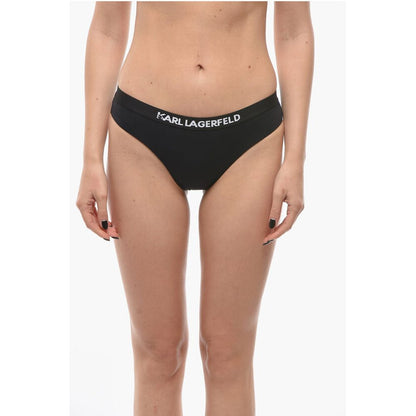Karl Lagerfeld Solid Color SPORT Bikini Bottom with Elastic Band Logoed at