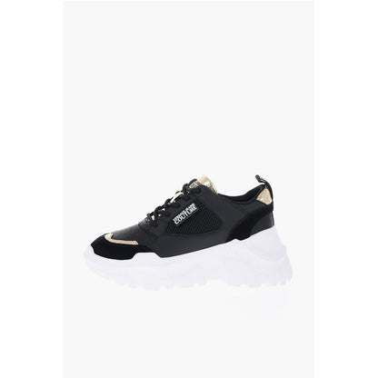 Versace JEANS COUTURE Leather SPEEDTRACK Sneakers with Golden Detail