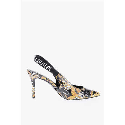 Versace JEANS COUTURE Baroque Motif Faux Leather Slingback 9,5cm