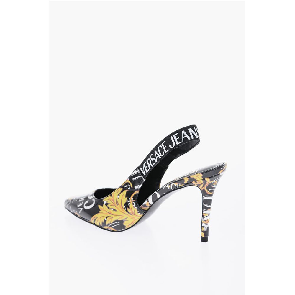 Versace JEANS COUTURE Baroque Motif Faux Leather Slingback 9,5cm