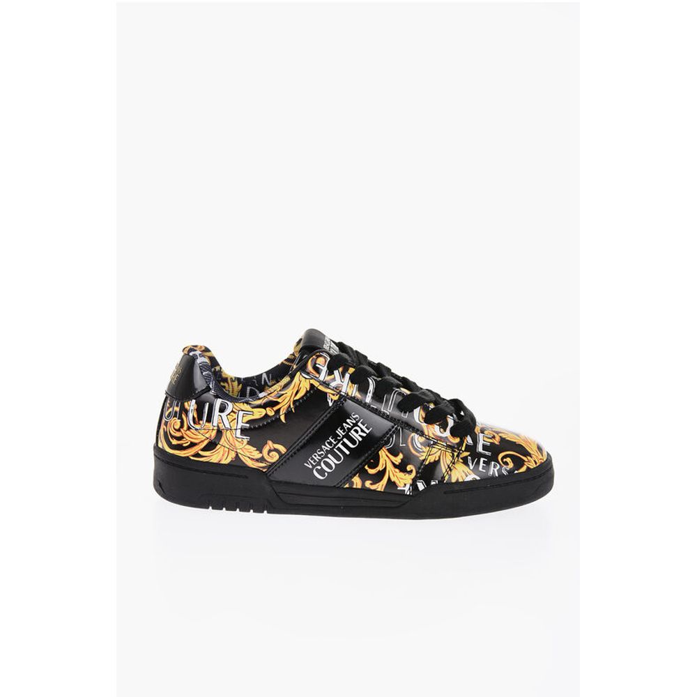 Versace JEANS COUTURE Baroque Motif Patent Leather BROOKLYN Low-Top