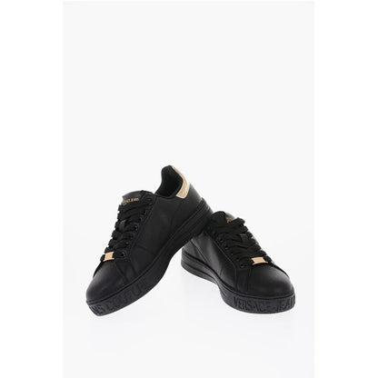 Versace JEANS COUTURE Textured Leather Low-Top Sneakers with Golden
