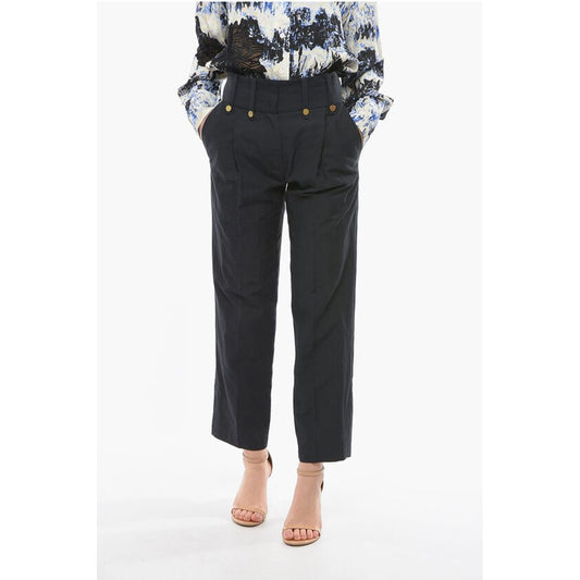 Eudon Choi Linen and Virgin Wool DOLORES Single Pleat Pants with Golden
