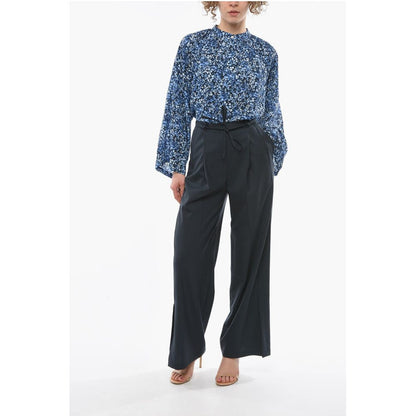 Eudon Choi Virgin Wool TANDIN Wide Leg Pants with Ankle Split and Belt