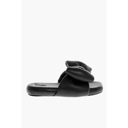 Off-White Padded Leather Bow Sliders