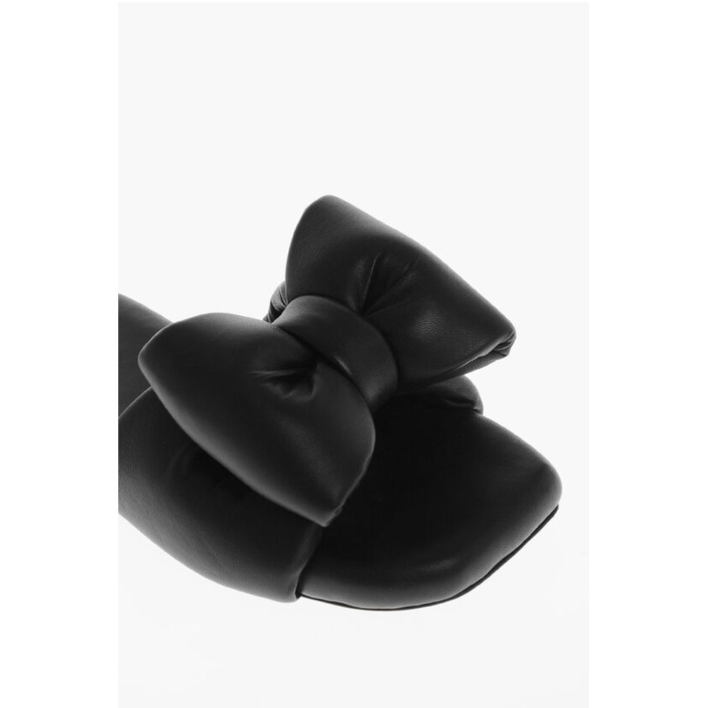 Off-White Padded Leather Bow Sliders
