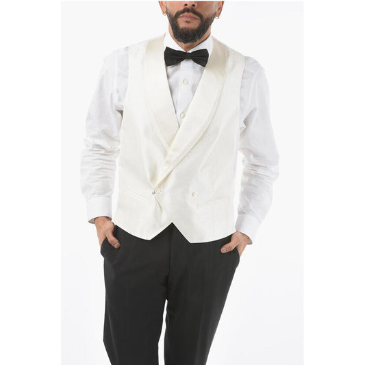 Corneliani Silk ACADEMY CERIMONIA Bouble Breasted Vest with Back Half-B