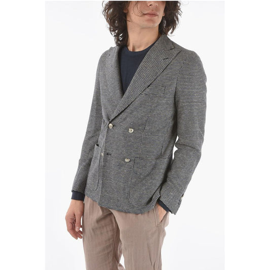 Corneliani ID flax side vents peak lapel double-breasted blazerGIACCHE