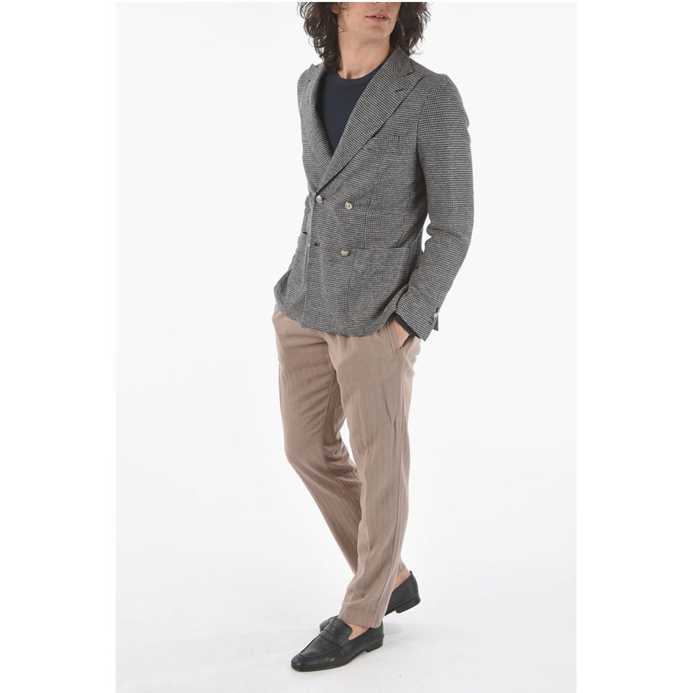 Corneliani ID flax side vents peak lapel double-breasted blazerGIACCHE