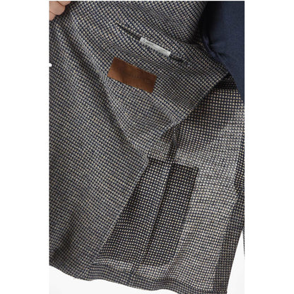 Corneliani ID flax side vents peak lapel double-breasted blazerGIACCHE