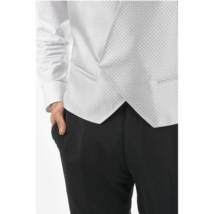 Corneliani Two-Tone Silk ACADEMY CERIMONIA Vest with All-Over Logo on t