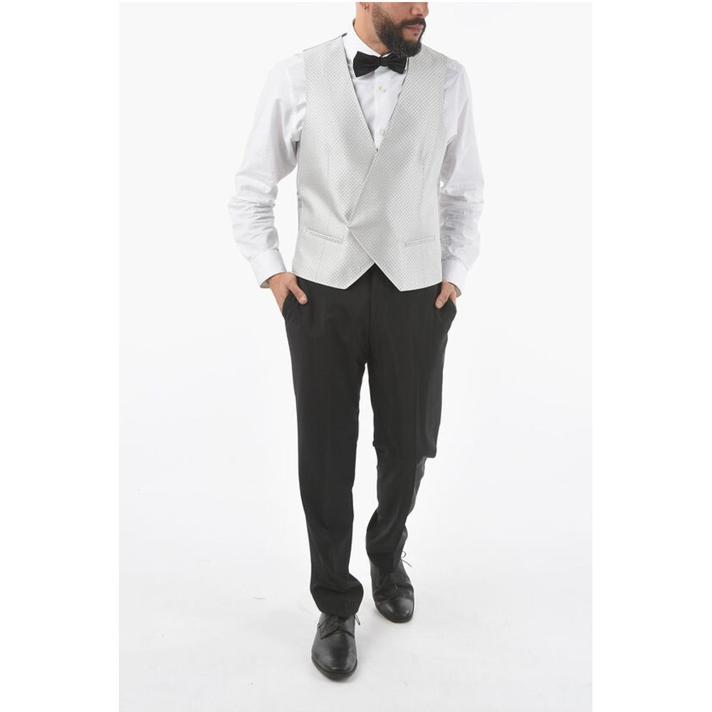 Corneliani Two-Tone Silk ACADEMY CERIMONIA Vest with All-Over Logo on t
