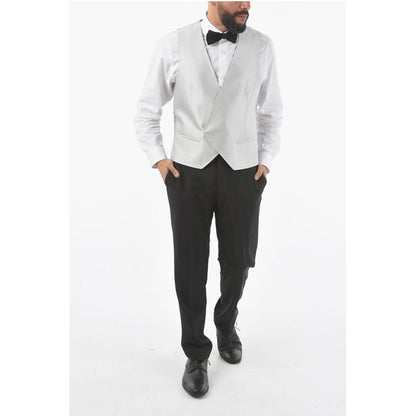 Corneliani Two-Tone Silk ACADEMY CERIMONIA Vest with All-Over Logo on t