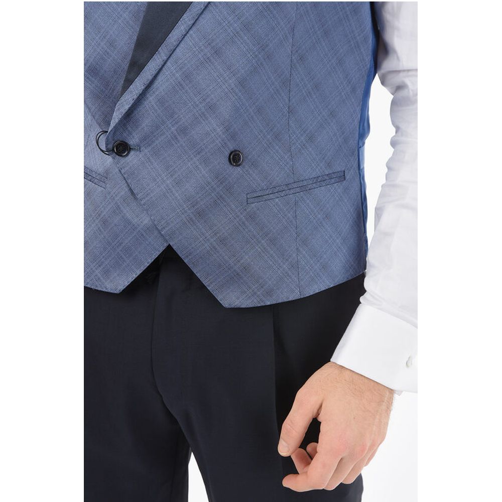 Corneliani Checked Silk ACADEMY CERIMONIA Double Breasted Waistcoat