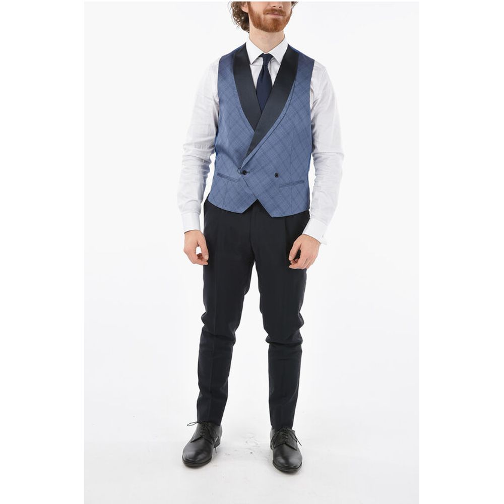 Corneliani Checked Silk ACADEMY CERIMONIA Double Breasted Waistcoat