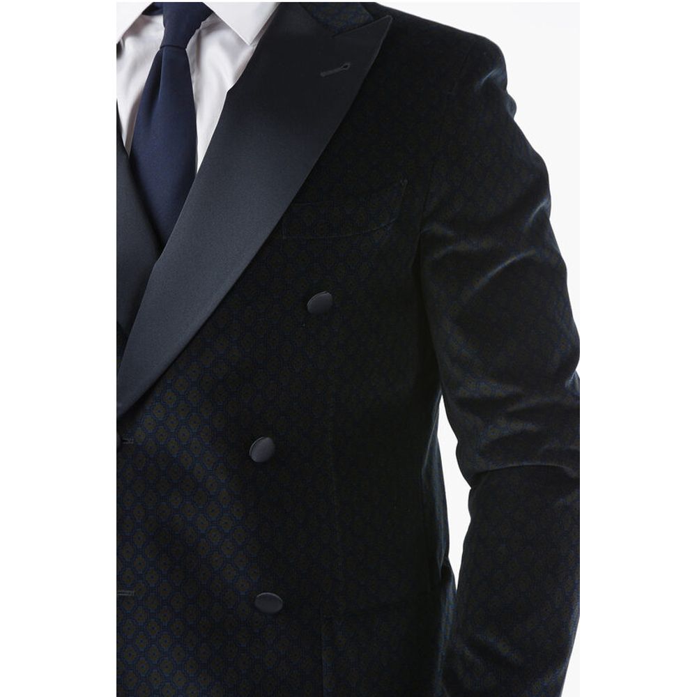 Corneliani CC COLLECTION patterned velour center vent peak lapel double