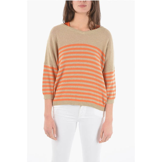 Woolrich Two-Tone Awining Striped V-Neck Sweater