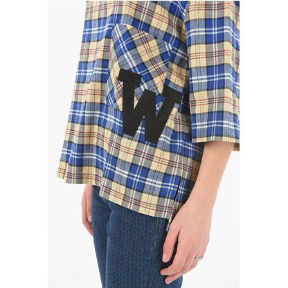 Woolrich Plaid Checked Oversized T-shirt with Maxi Monogram Patch